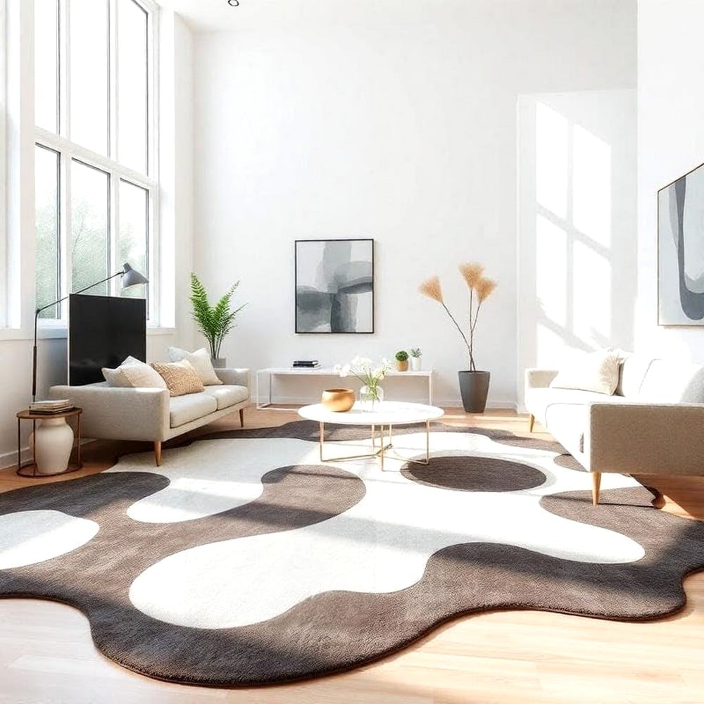 Handcrafted Brown Abstract Organic Living Room Rug